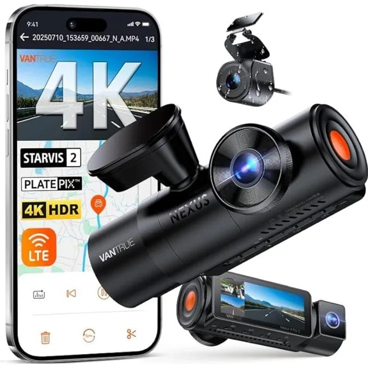 VANTRUE N4 PRO S, 4K UHD 3-Kanal Dashcam mit GPS, Wi-Fi und 1 TB MicroSD Unterstützung