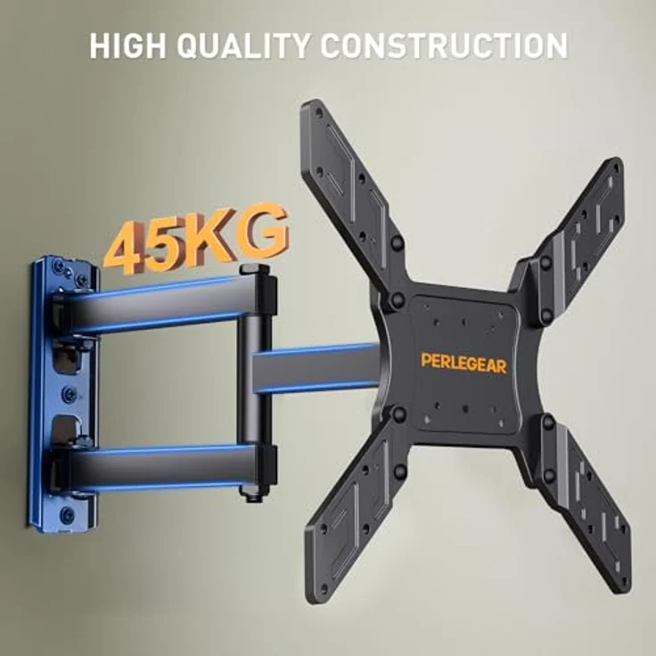 Perlegear TV Wandhalterung Schwenkbar Neigbar - Ausziehbar TV Halterung Curved 4K LED LCD OLED Flachbildfernseher, TV Wandhalter 58-140cm 23-55 Zoll TV, VESA 75x75mm-400x400mm, 1.8m HDMI Kabel, Schwarz – Bild 5