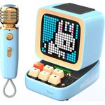 Divoom Lautsprecher DitooMic - blau, Bluetooth-Lautsprecher mit Pixelkunst-Display und mini kabellosem Mikrofon