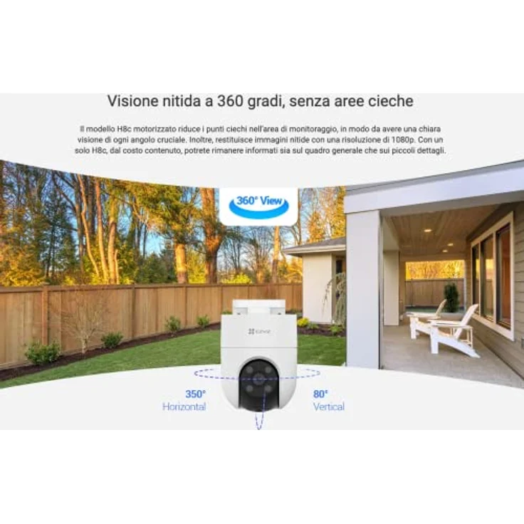 EZVIZ Drahtlose Wi-Fi-Kamera H8C, 1080p, DOME PT, F4 mm, gesteuert, IP65, (1920 x 1080 Pixels), Netzwerkkamera, Weiss – Bild 4