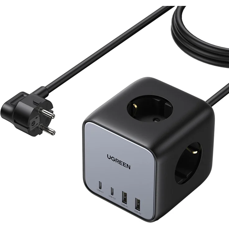 Ugreen Steckdosenleiste Cube EU UGREEN CD268, 65W, 1,8m (schwarz) (7 x USB-A/C, PD3.0 Schnellladetechnologie)
