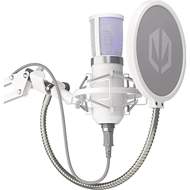 ENDORFY Solum Streaming Onyx White, Hochwertiges weißes USB-Computermikrofon, Verstellbarer Arm, inklusive Pop-Filter, EY1B005 – Bild 1