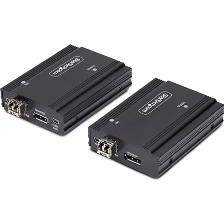 StarTech.com DisplayPort KVM Extender über Glasfaser, 4K60Hz, Konsolen-Extender 300m (Multimode), 4K KVM Verlängerung LWL, Schwarz