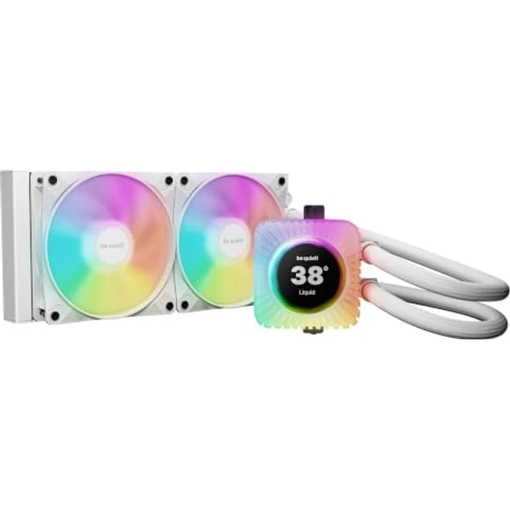 be quiet! Light Loop IO LCD 240mm White CPU-Wasserkühler mit 2,1-Zoll IPS-LCD, RGB, 2x Light Wings LX PWM-Lüfter und leiser Kühlung – Bild 1