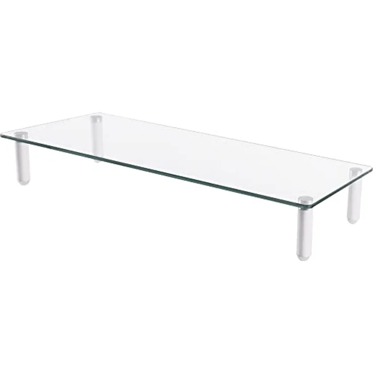 DIGITUS Universal Monitor-Erhöhung aus Glas - Bildschirm-Ständer - Traglast 20 kg - Rutschhemmend - Füße in Weiß – Bild 2