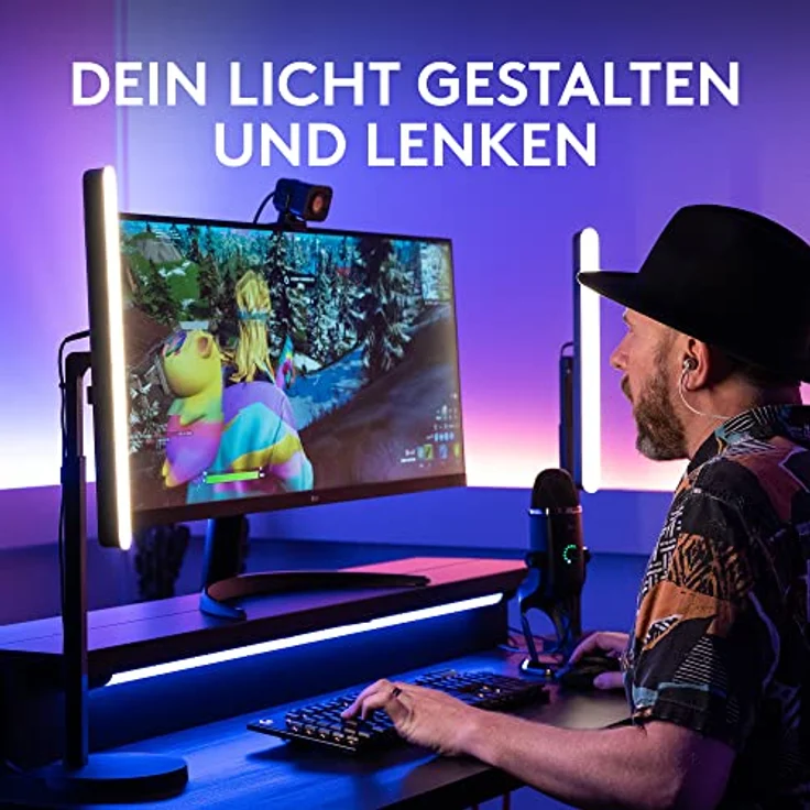 Logitech Litra Beam Premium LED Streaming-Licht mit TrueSoft, verstellbarer Monitorhalterung, Helligkeits-/Farbtemperatureinstellungen, Desktop-App-Steuerung für PC/Mac - Graphit – Bild 3