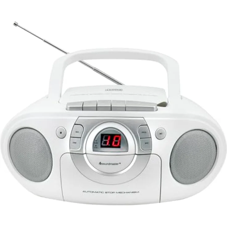 Soundmaster SCD5100WE Radio Kassettenspieler mit CD Spieler in weiß – Bild 2