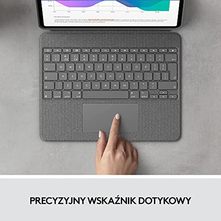 Logitech Combo Touch Tastatur und Foliohülle mit Trackpad für Apple iPad Pro 12.9, hintergrundbeleuchtet, Apple Smart connector, Englisch, Oxford Grey (920-010214) – Bild 4