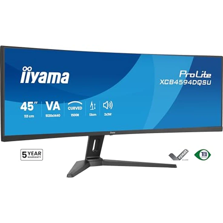 iiyama ProLite XCB4594DQSU-B1, 45" ultrabreiter Curved-Monitor mit Dual-QHD-Auflösung, höhenverstellbarem Standfuß und VA-Panel – Bild 5
