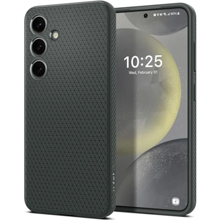 Spigen Liquid Air Hülle Kompatibel mit Samsung Galaxy S24 -Grün Gemustertes TPU mit Eckschutz und Spider Web Stoßabsorption – Bild 1