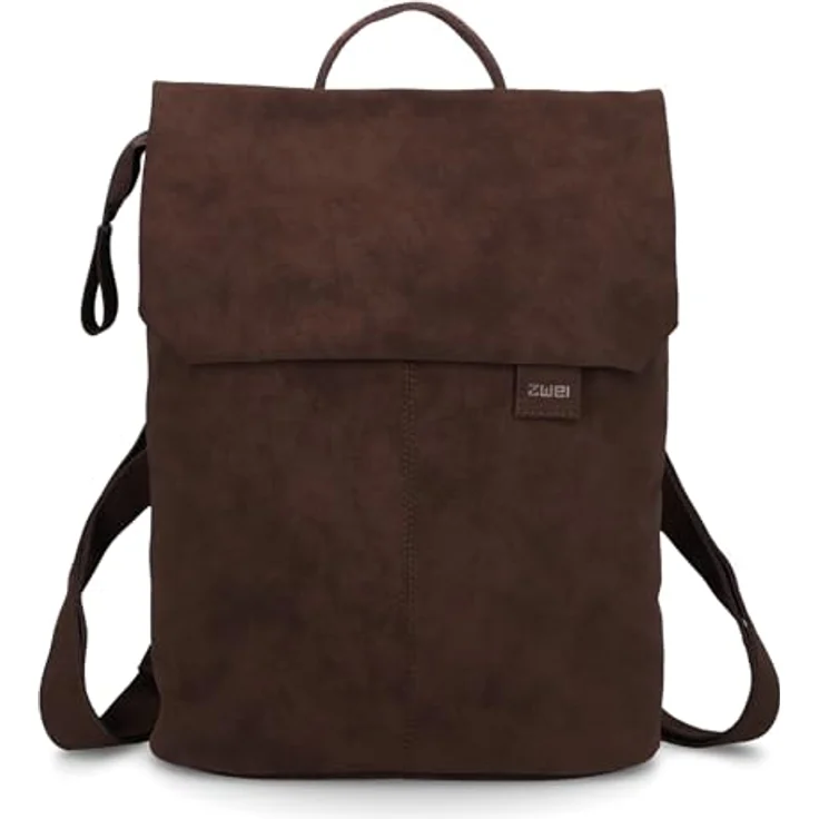 Zwei Damen City-Rucksack Mademoiselle.M MR13, 7 Liter Tagesrucksack mit gepolstertem Laptopfach, Magnet-Verschlussklappe, wasserfestem Kunstleder und Rückenpolsterung (nubuk-espresso) – Bild 2
