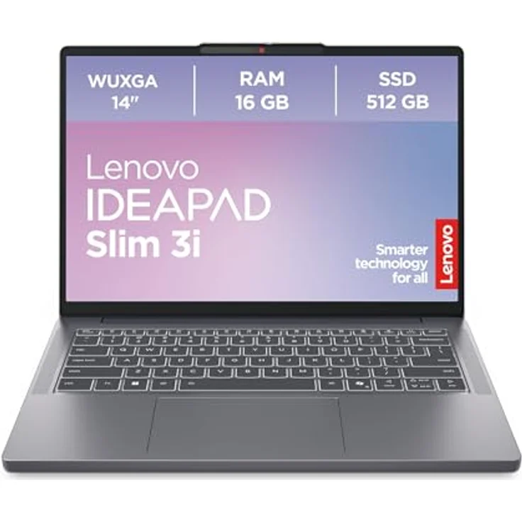 Lenovo IdeaPad Slim 3i Laptop, 14" WUXGA Display, Intel Core i5 13420H, 16GB RAM, 512GB SSD, Intel UHD Grafik, Windows 11, QWERTZ, Luna Grau, 3 Monate Premium Care – Bild 1