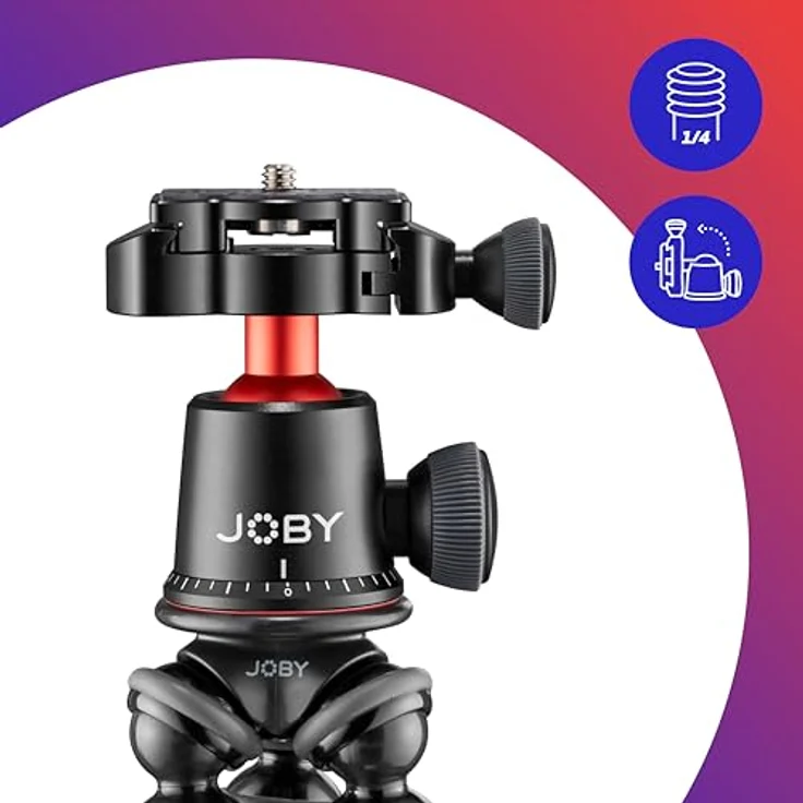 JOBY GorillaPod 3K Pro Kit, Flexibles Profi-Stativ aus Aluminium mit Kugelkopf, QR-Platte, Made in Italy, für Premium CSC/Spiegellose Kamera, 3 kg Traglast, J91566-BWW – Bild 3