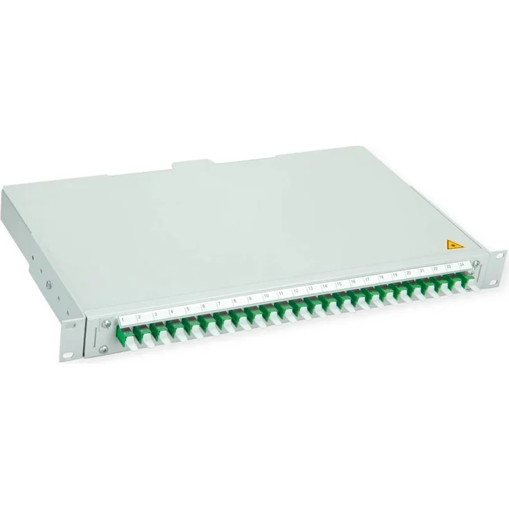 Telegärtner BASIS V LWL-Panel, 1HE mit 24x E2000 Kupplungen, grün, OS2 APC