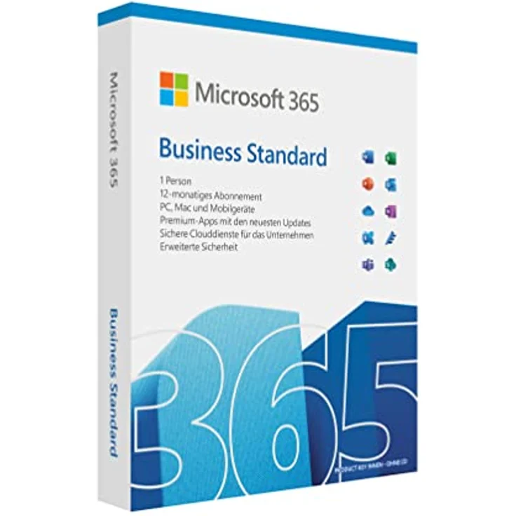 Microsoft 365 Business Standard |1 Nutzer, 5 PCs/Macs, 5 Tablets und 5 mobile Geräte | 1 Jahresabonnement | Box