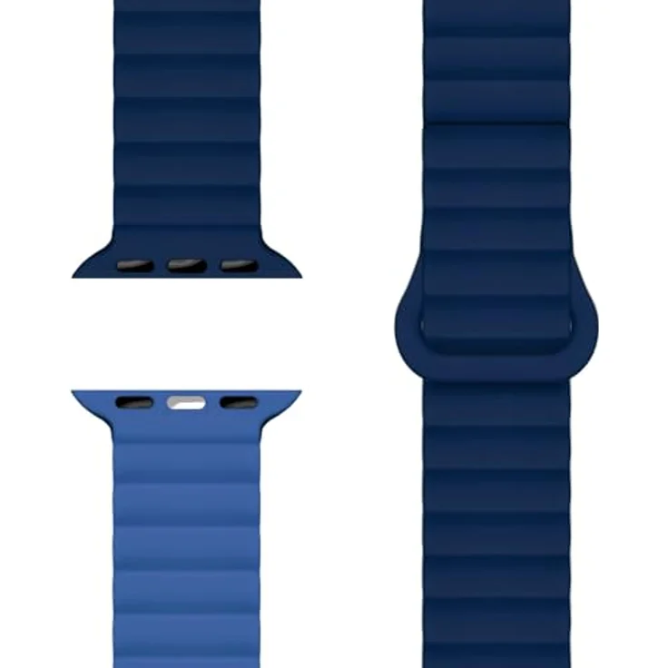 NALIA Core Magnet Armband für Apple Watch Series Ultra/SE/10/9/8/7/6/5/4/3/2/1, Atmungsaktives Silikon Loop mit Rillendesign, 42/44/45/46/49mm, Farbe: Ozeannacht – Bild 1