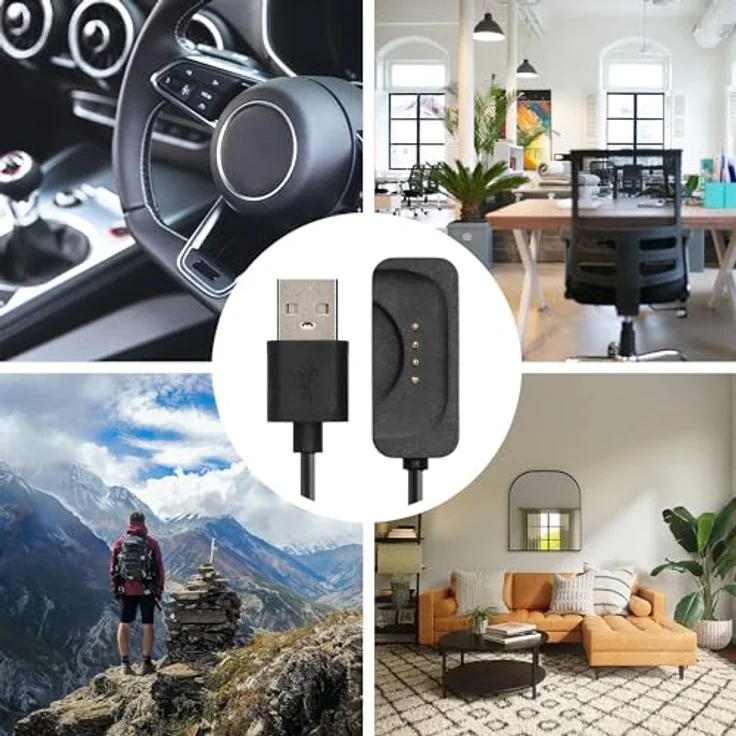 kwmobile USB Kabel Charger für OnePlus Watch 2 / Watch 3, schnelles Aufladekabel in Schwarz, ideal als Zweitkabel, 100 cm Länge – Bild 5