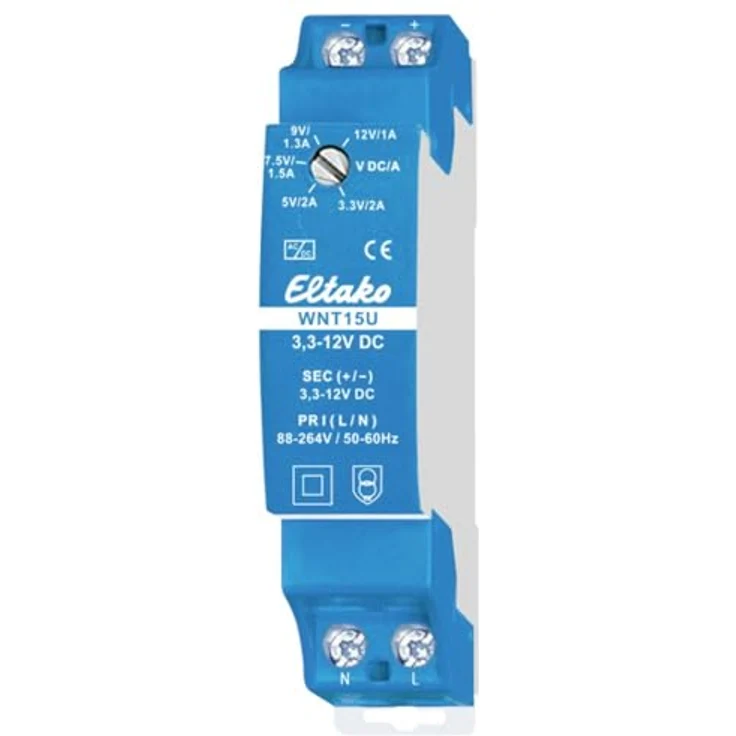 Eltako 20000175, Netzteil für DIN-Schiene, 1 A, 12 W, 5 einstellbare Ausgangsspannungen, 18 mm Breite