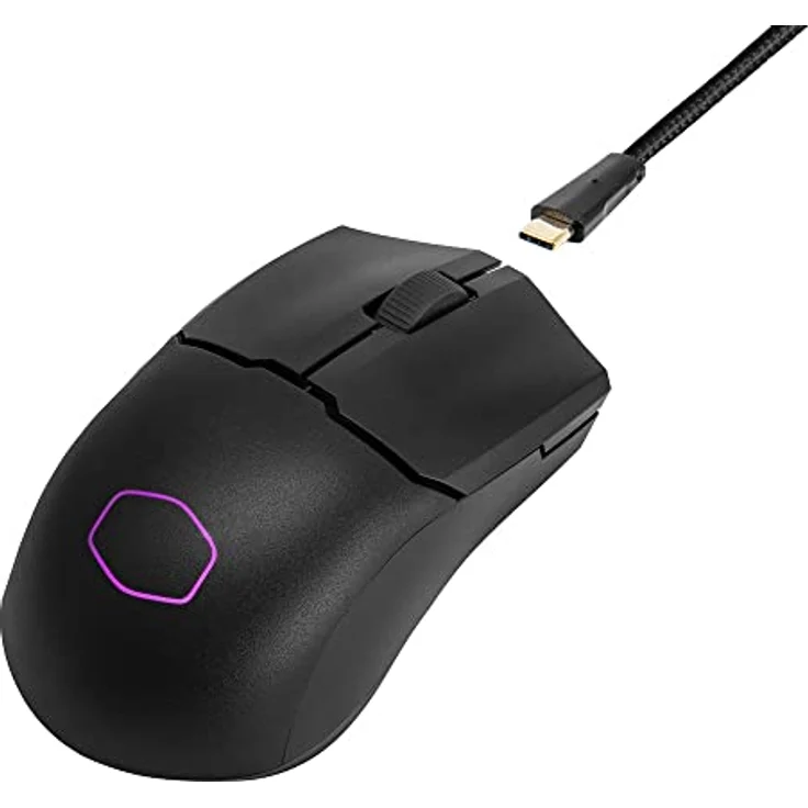 Cooler Master MM712 RGB Gaming-Maus – Ultralight 59g, Hybrid Wireless, 19K DPI PAW3370 Optischer Sensor, 70 Millionen Klicks optische Schalter, On-The-Fly, MasterPlus+ (38K DPI, nur PC) – Schwarz – Bild 1