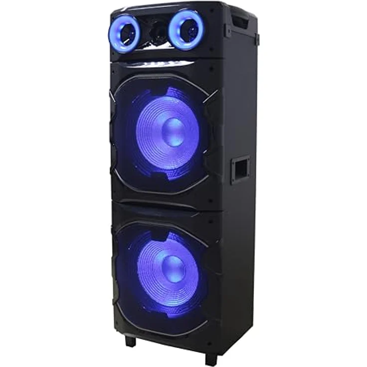 REFLEXION Jumbo PS25BT, 1200W Bluetooth 5.3 Party Lautsprecher mit Disco-LED, Karaoke-Funktion, Mikrofon, USB, AUX, FM-Radio & Rollen für Events und Outdoor – Bild 3