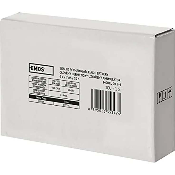 EMOS Wartungsfreier Bleiakku 6V 7Ah - AGM Batterie - Faston 4,7mm Anschluss - Für Alarmsysteme, Brandmeldetechnik, USV-Geräte - 151x34x94 mm – Bild 4