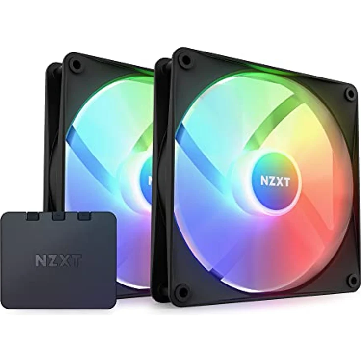 NZXT F140 RGB Core Doppelpackung – 2 × 140 mm nabenmontierte RGB-Lüfter mit RGB-Steuerung – 8 einzeln ansteuerbare LEDs – Halbtransparente Lüfterblätter – PWM-Steuerung – CAM-Software – Schwarz – Bild 1