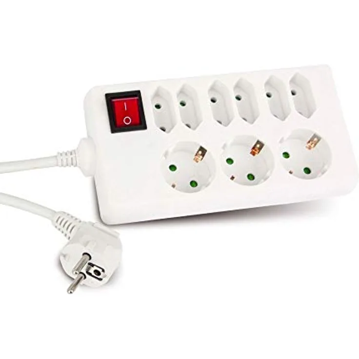 HEITECH Promotion GmbH 04003500 Steckdosenleiste, 250 V, 9-Fach, mit Schalter