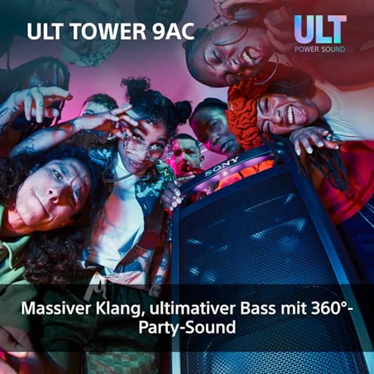 Sony ULT Tower 9 AC, Bluetooth-Party-Lautsprecher mit 360° Sound, X-Balanced Speaker, 2 ULT Power Sound Modi und Karaoke-Eingängen - Schwarz – Bild 3