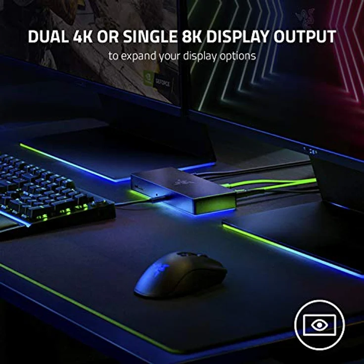 Razer Thunderbolt 4 Dock (Mercury) - Premium Hub mit RGB-Beleuchtung für Windows und Mac (10 Anschlüsse in einem, Ausgabe auf zwei 4K-Monitoren oder einen 8K-Monitor) Weiß – Bild 4