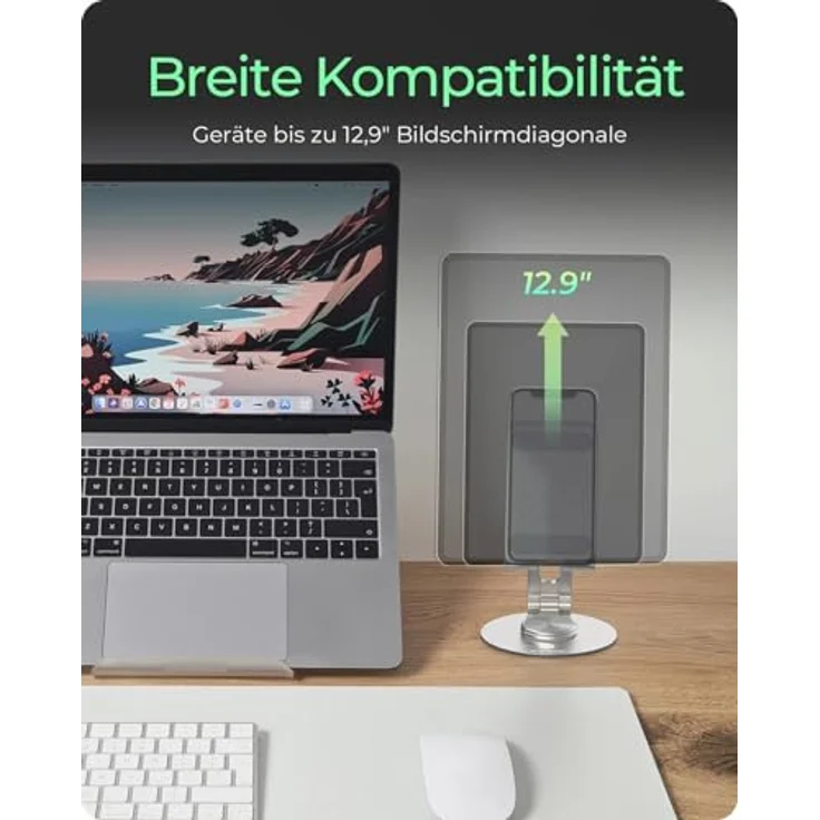 ICY Box IB-TH201-R, 360° Smartphone- und Tablet-Ständer bis 12,9 Zoll, Aluminium & Karbonstahl, ergonomisch verstellbar, kompakt & tragbar – Bild 5