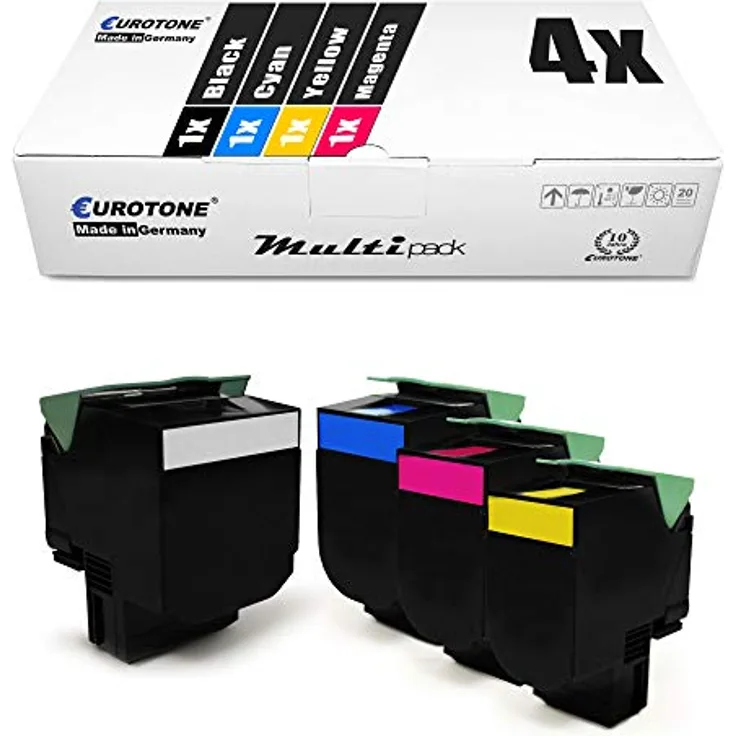 Eurotone 4X Müller Printware XXL Toner Set für Lexmark CS317DN, CS417DN, CS517DE, CX317DN, CX417DE, CX517DE, 1x Schwarz, 1x Cyan, 1x Magenta, 1x Gelb, hohe Reichweite bis 3.000 Seiten
