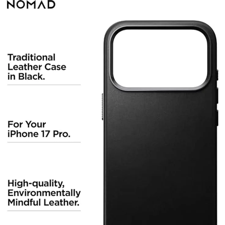 NOMAD Traditional Leather Case für iPhone 17 Pro, MagSafe-kompatible Schutzhülle aus hochwertigem Echtleder, schwarz – Bild 10