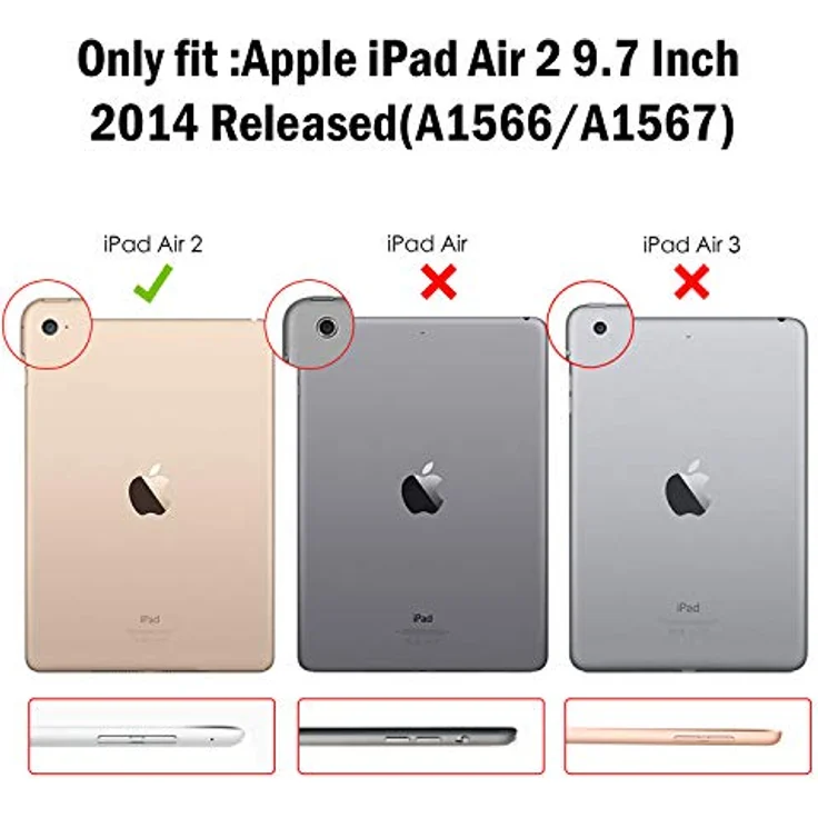 ProCase Hülle für iPad Air 2 (A1566/A1573), Leichte Stand Schutzhülle mit Translucent Frosted Rückseite, Automatischer Schlaf/Aufwach-Funktion - Metallic – Bild 2