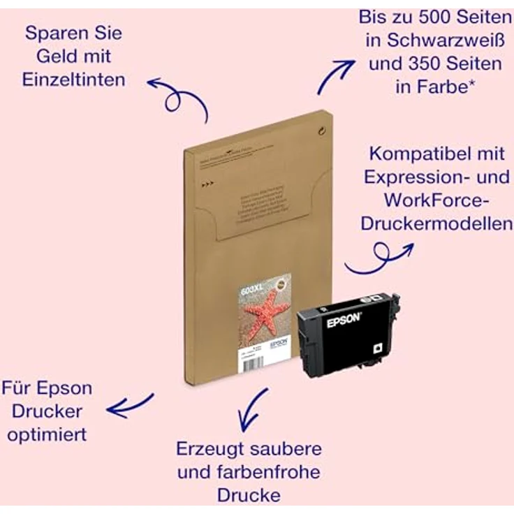 Epson Original 603XL Tinte Seestern, WF-2830DWF WF-2835DWF WF-2850DWF XP-2100 XP-2105 XP-3100 XP-3105 XP-4100 XP-4105 (Multipack 4-farbig) – Bild 2
