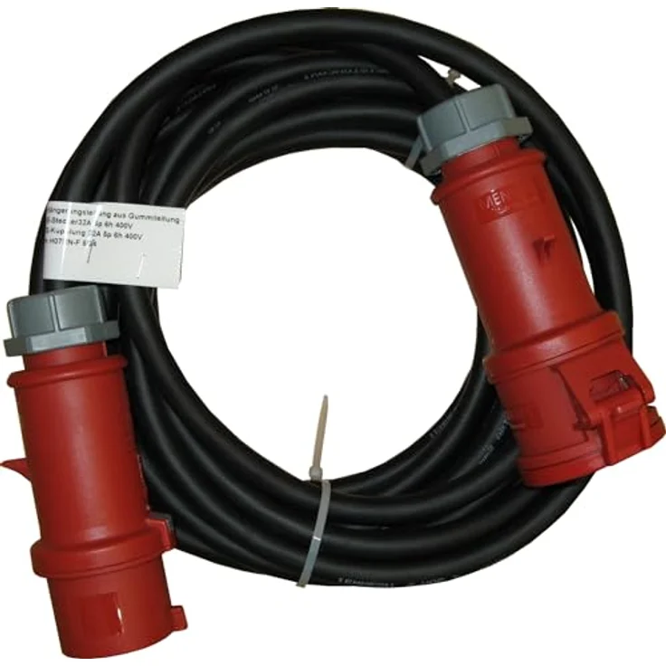 WDH Aktobis 32A CEE-Verbindungskabel H07RN-F 5G4, 10m, inkl. Kupplung und Stecker, IP44, schwarz