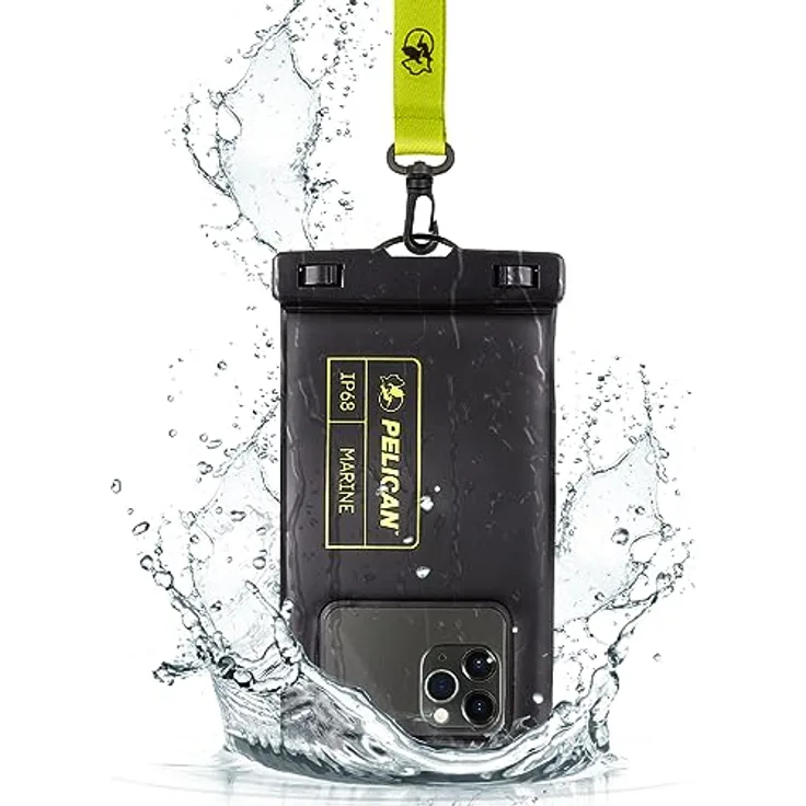 Pelican Marine – IP68 wasserdichte Handyhülle/Hülle (Normale Größe) – schwimmende, wasserdichte Handyhülle für iPhone 15 Pro Max/14 Pro Max/13 Pro Max/12/S24 Ultra – abnehmbares Umhängeband –