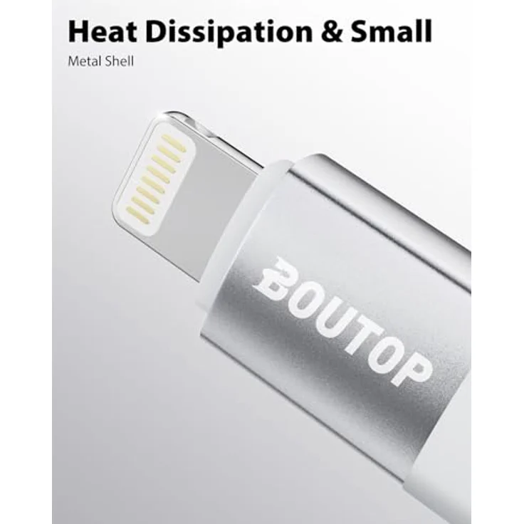 BOUTOP 3 Stück 36W USB C auf Lightning Adapter, Apple MFi zertifiziert, mit Anti-Verlust-Seil für iPhone 14/13, iPad Air 4/Mini 5 - Silber – Bild 5