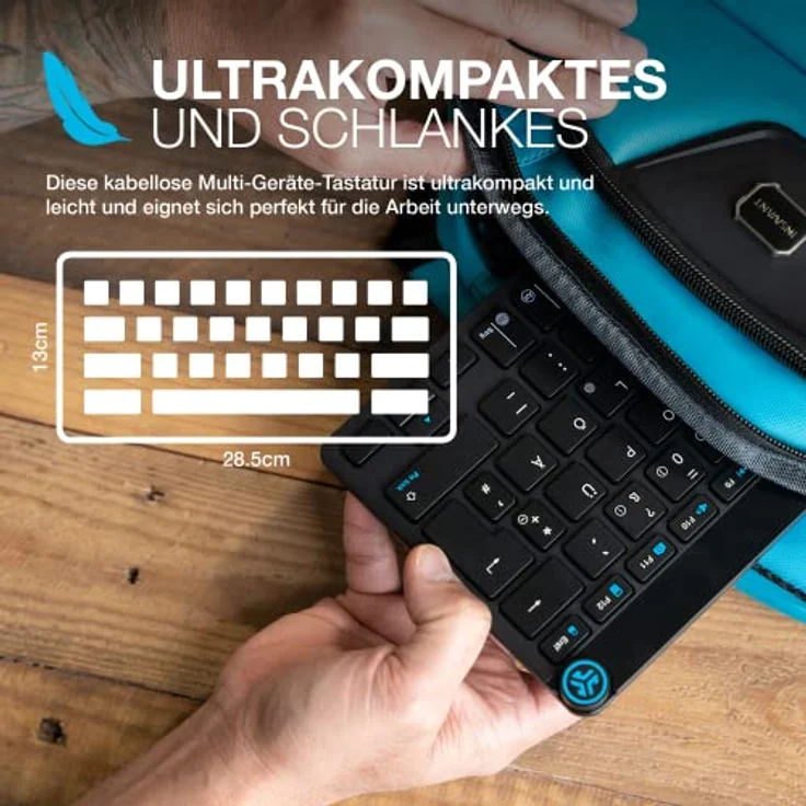 JLab Go GO Wireless Bluetooth Tastatur und Maus-Set DE-Layout, Mehrere Verbindungsoptionen, Multifunktionaler Medienregl – Bild 3