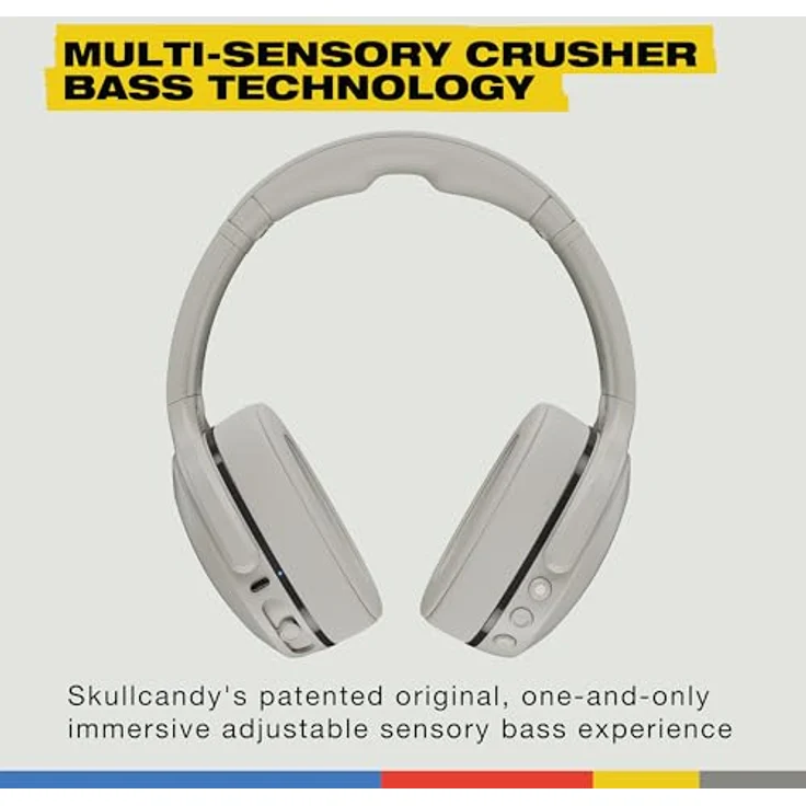 Skullcandy Crusher 540 Active, kabelloser Bluetooth-Kopfhörer mit multisensorischem Bass, schallisolierender Over-Ear-Passform, schweiß- und wasserresistent, 40 Stunden Akkulaufzeit - Concrete – Bild 2