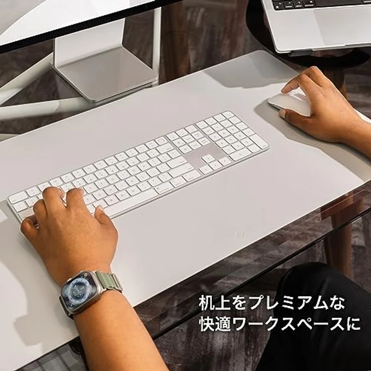 Twelve South DeskPad | Nachhaltige Leder-Verlängerungsmatte für die Maus, spritzwasserfest, rutschfeste Mausoberfläche, optimale Größe für den Displaygebrauch, Grau, Mittel – Bild 2