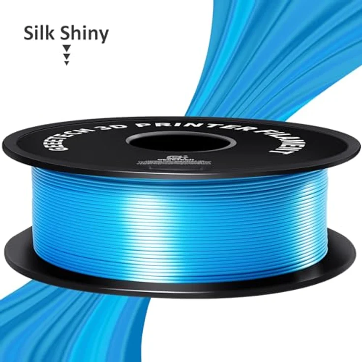 GEEETECH PLA Silk Filament 1,75mm, 3D Drucker Filament, 1kg Spule, seidenblau, präzise Toleranz +/- 0,03 mm – Bild 2