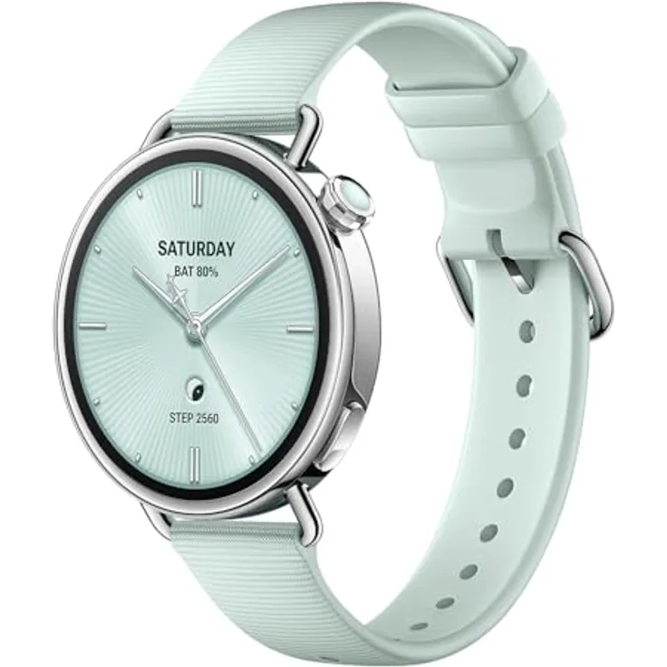 XIAOMI Watch S4, 41mm Smartwatch mit Fluororubber-Armband in Mint Green, Hochpräzisions-Temperatursensor, 150+ Sportmodi, Notruffunktion