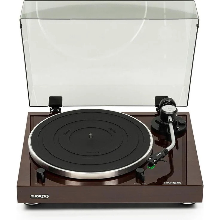 Thorens TD-204, Plattenspieler mit TP 120 Tonarm, abnehmbarem Headshell und integriertem Phono-Vorverstärker, glänzend nussbaum