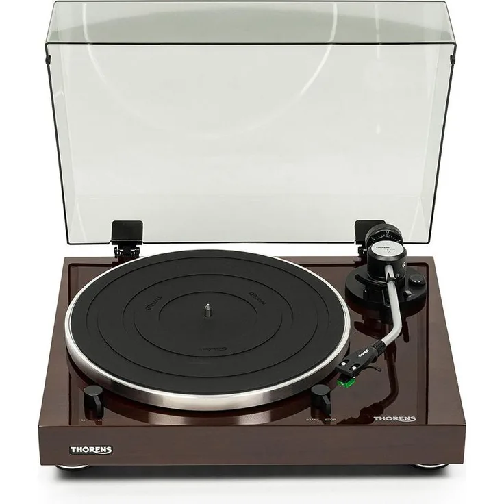 Thorens TD-204, Plattenspieler mit TP 120 Tonarm, abnehmbarem Headshell und integriertem Phono-Vorverstärker, glänzend nussbaum
