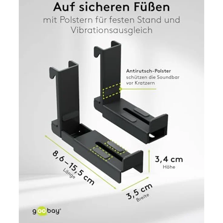 Goobay Universal Soundbar Halterung für TV mit max. Traglast 15 kg, VESA-kompatibel, schwarz – Bild 3