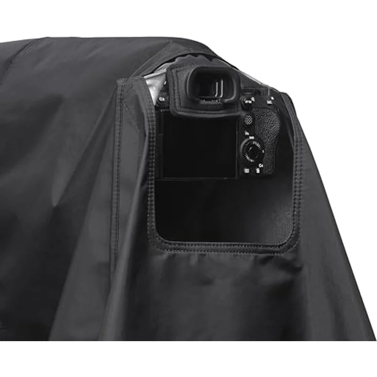 Sony LCR-EL, Wetterfeste Regenhülle für Kamera & Objektiv, Atmungsaktives Material, Sichtfenster, Schnellverschluss, Schwarz – Bild 3
