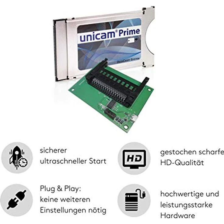 Unicam Prime CI Modul + Programmer USB, Common Interface Karte mit DeltaCrypt-Verschlüsselung 3.0, DVB CI-konform, PCMCIA CI-CAM für Smart Cards TV, schwarz – Bild 2