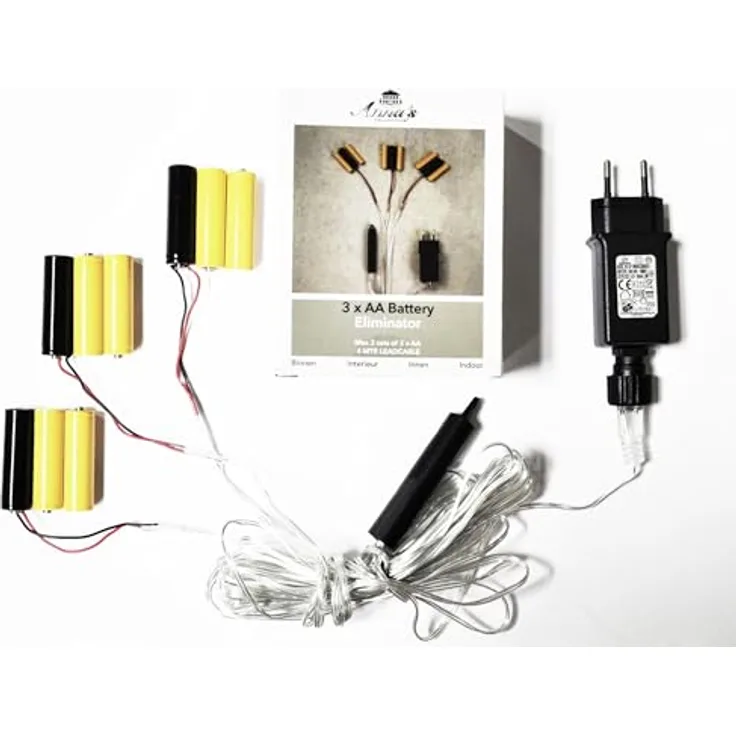 Coen Bakker Batterie Adapter 3 x 3 AA Mignon, 4,5V Wandler mit 4m Kabel für LED-Geräte