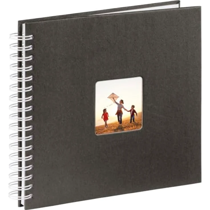 Hama Fotoalbum, 28 x 24 cm, 50 weiße Seiten, 25 Blatt, mit Ausschnitt für Bildeinschub, Fotobuch schwarz – Bild 2