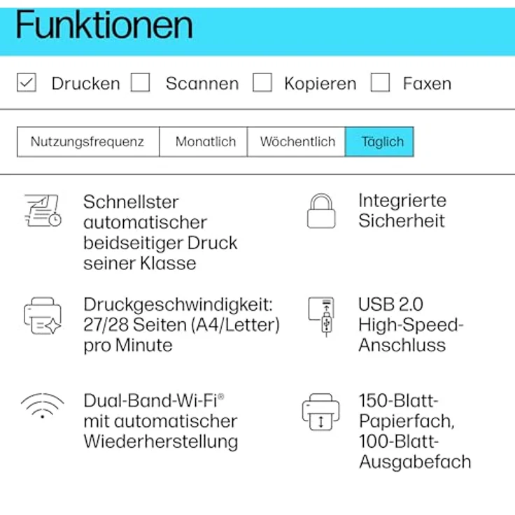 HP Laserjet M207dw Printer, beidseitiger Druck, bis zu 28 Seiten/Min., schwarz – Bild 2